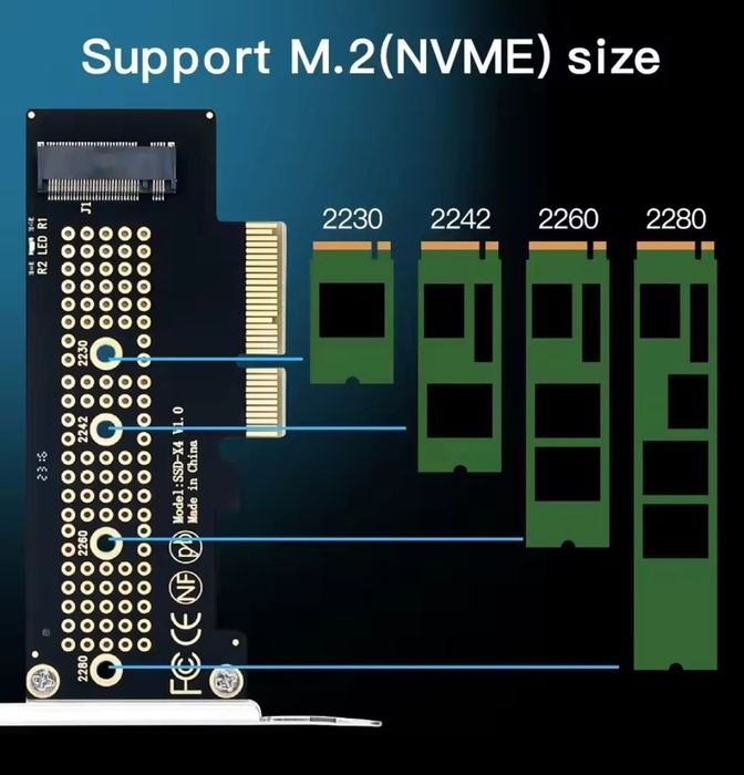 Placa PCI-E x4/x8/x16 para ligar disco SSD M2/NVMe