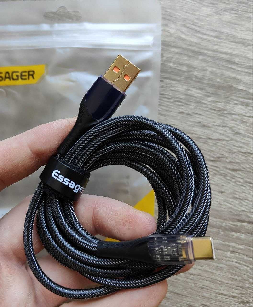 Кабель Essager USB-A to Type-C 100W 7A для быстрой зарядки 2м