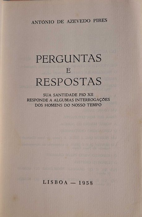 Perguntas e Respostas  - Padre Azevedo Pires - 1958