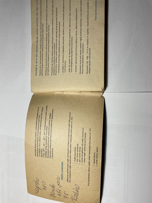 Instrukcja obslugi samochodu - Fiat 125p
