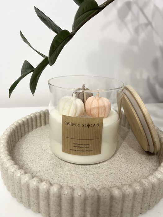 Duża Świeca sojowa w szkle jesień dynia dynie