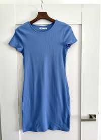 Prążkowana sukienka na lato niebieska 42 XL prążek mini