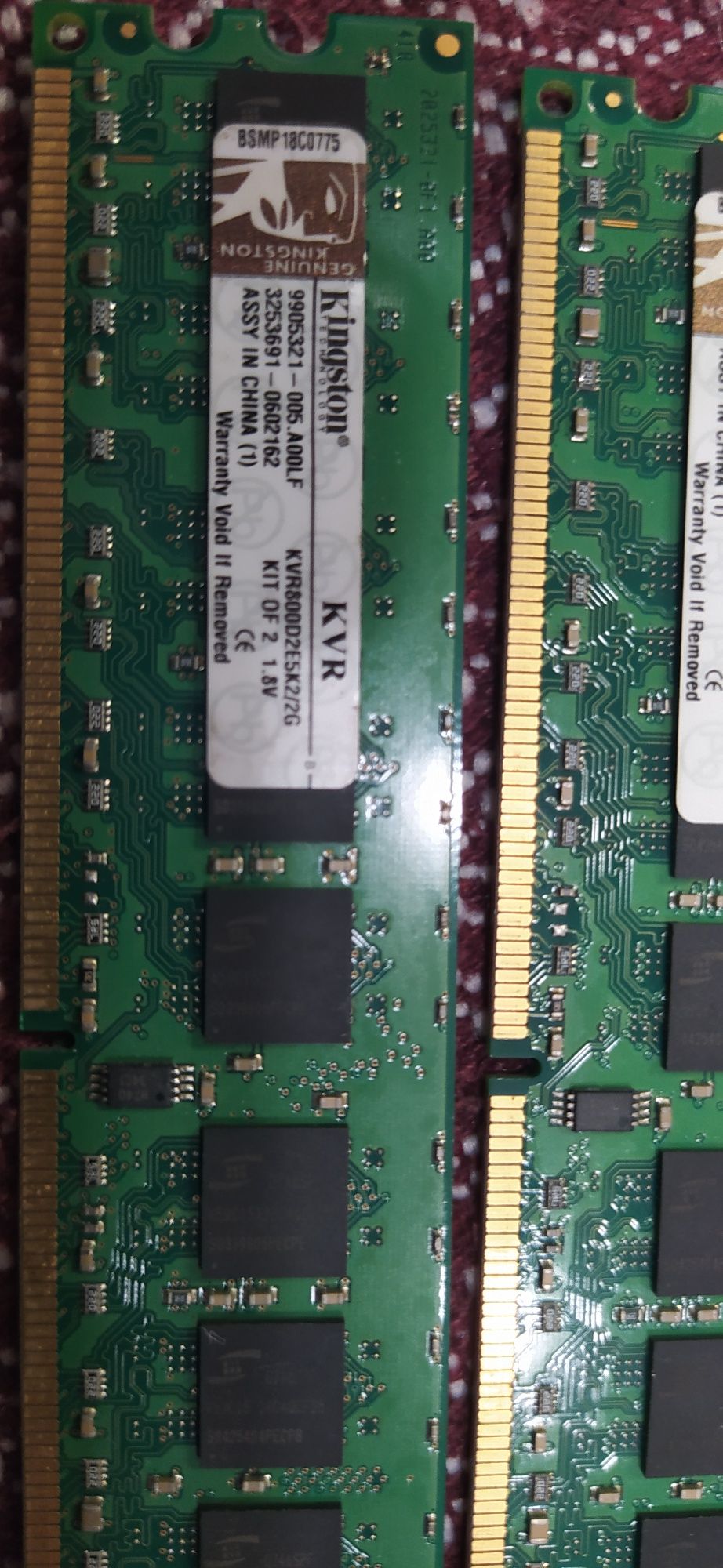 Samsung 2gb (DDR2) M378T5663QZ3-CF7. Kingston KVR800D2E5K2/2G