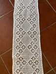 napron comprido de tricot branco antigo