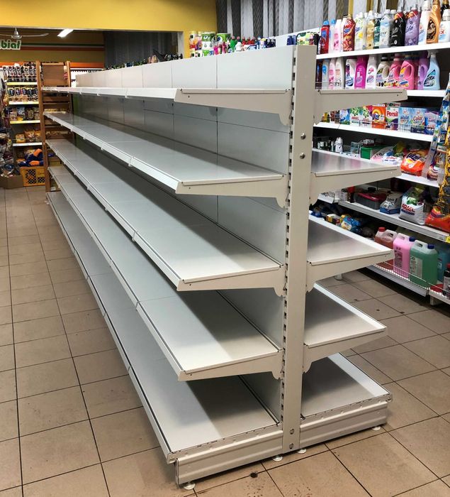 Regał sklepowy metalowy środkowy gondola szary