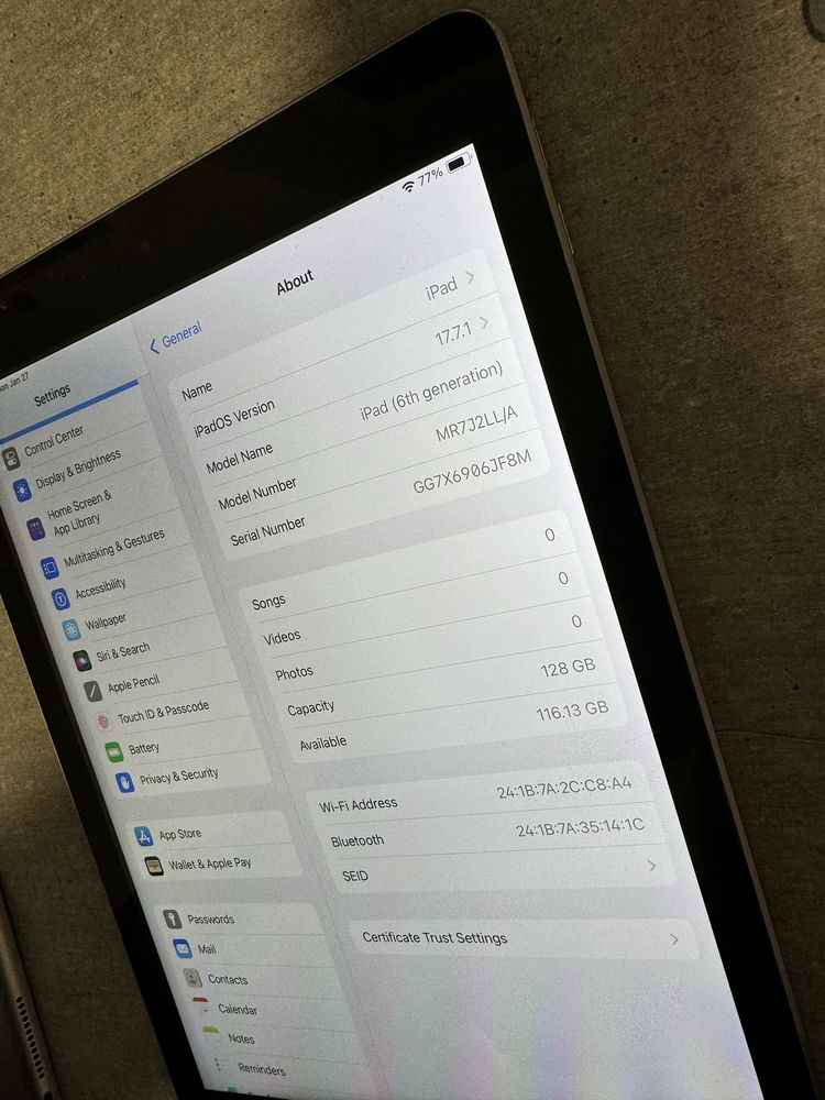 iPad 6 покоління. 128GB. Space Grey. Без обмежень. Гарантія