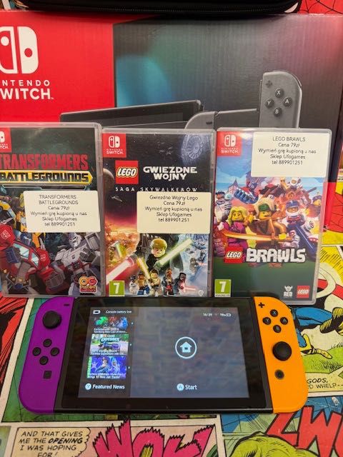 Nintendo Switch Zestaw+Super 3xGra  Gwarancja 12m Szczecin Ufogames