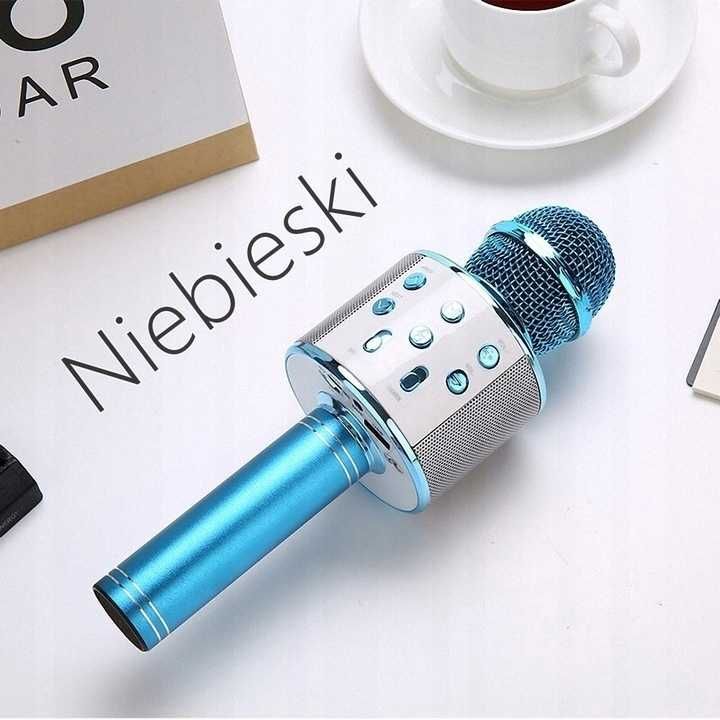 Mikrofon bezprzewodowy karaoke bluetooth zabawka niebieski d
