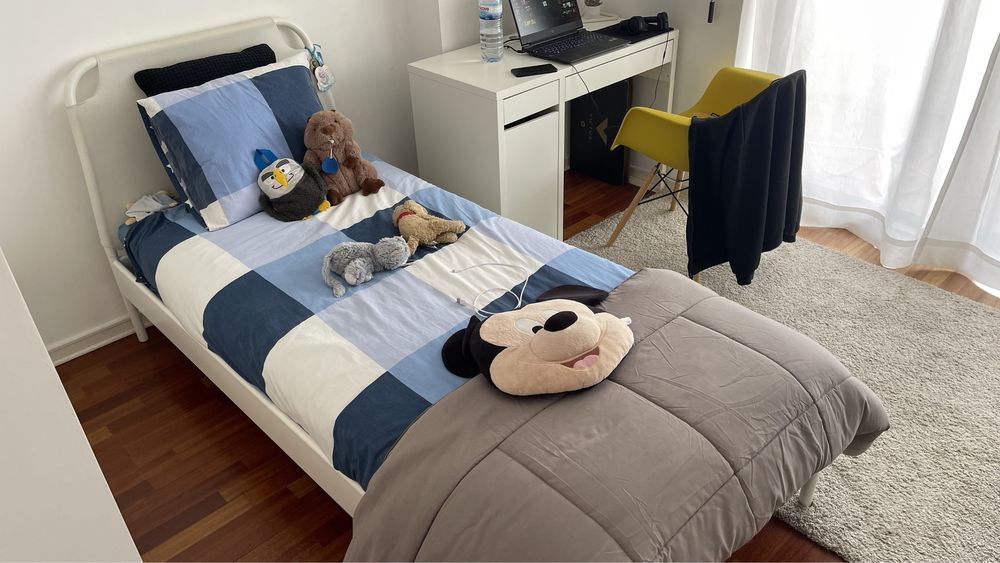 Cama individual 90x200 com colchao e estrado