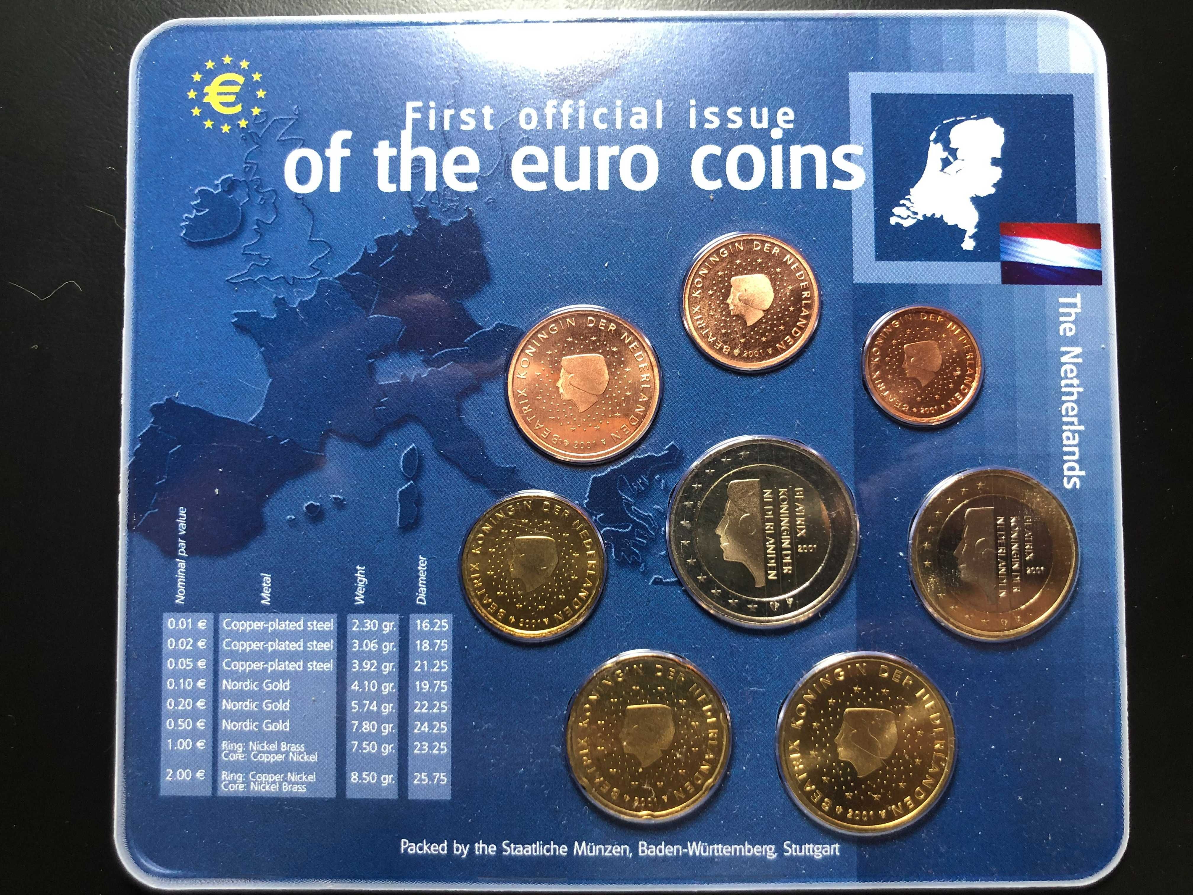 Set Anual Euros Holanda 2001 UNC com Blister