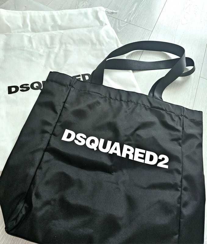 Czarna Torba torebka typu 'shopper' Dsquared2 logo-print BAG na zakupy