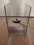 0. Lamparina decorativa de mesa em vidro e metal