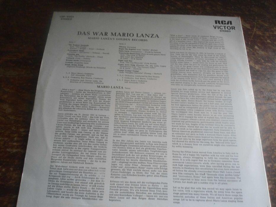 lp mario lanza 1975