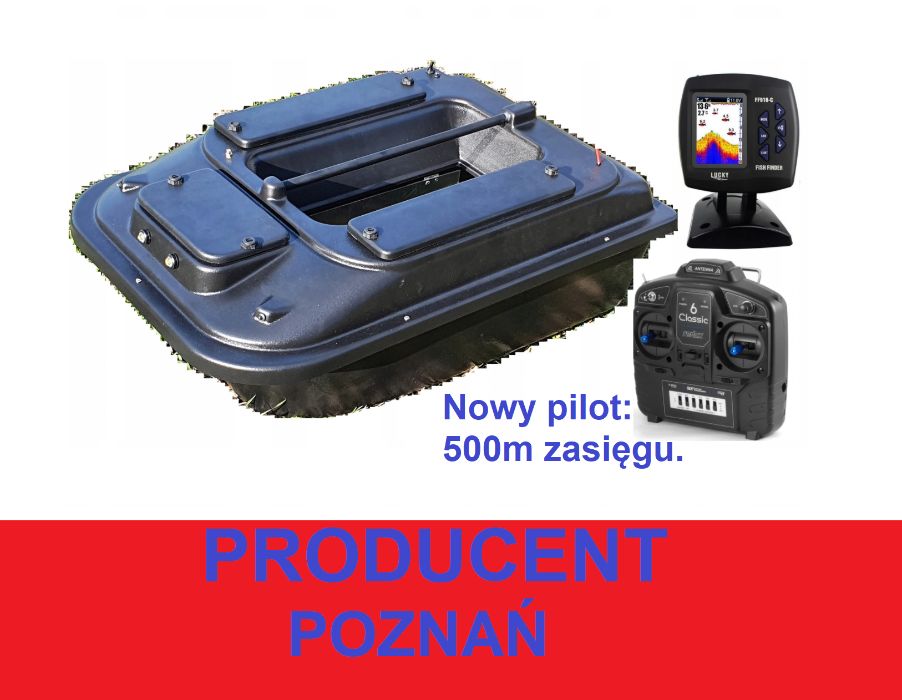 Duża ŁÓDKA ZANĘTOWA P2 70cm Echosonda / producent Poznań