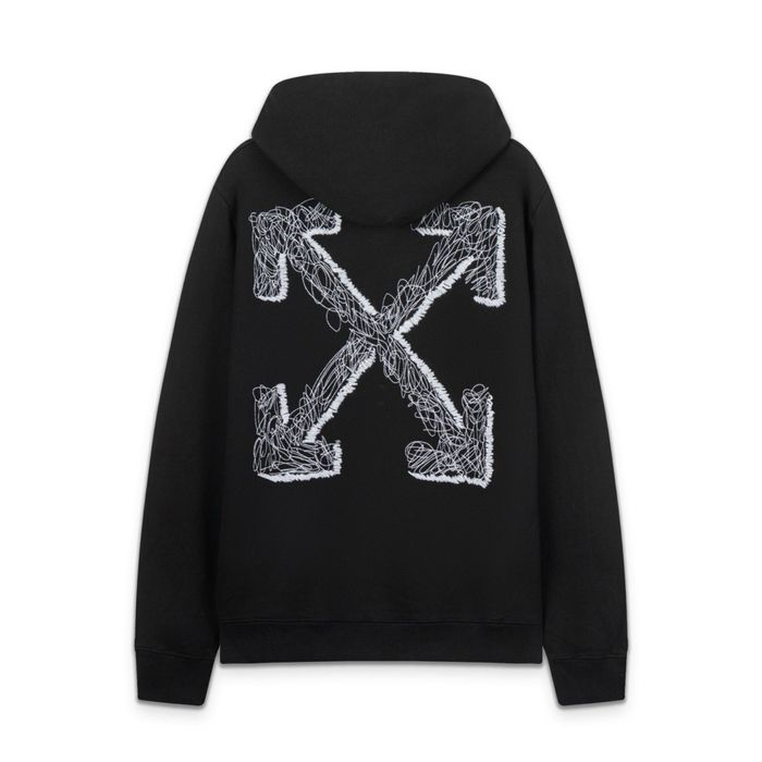 Off-white худи оверсайз вышивка мужское черное унисекс