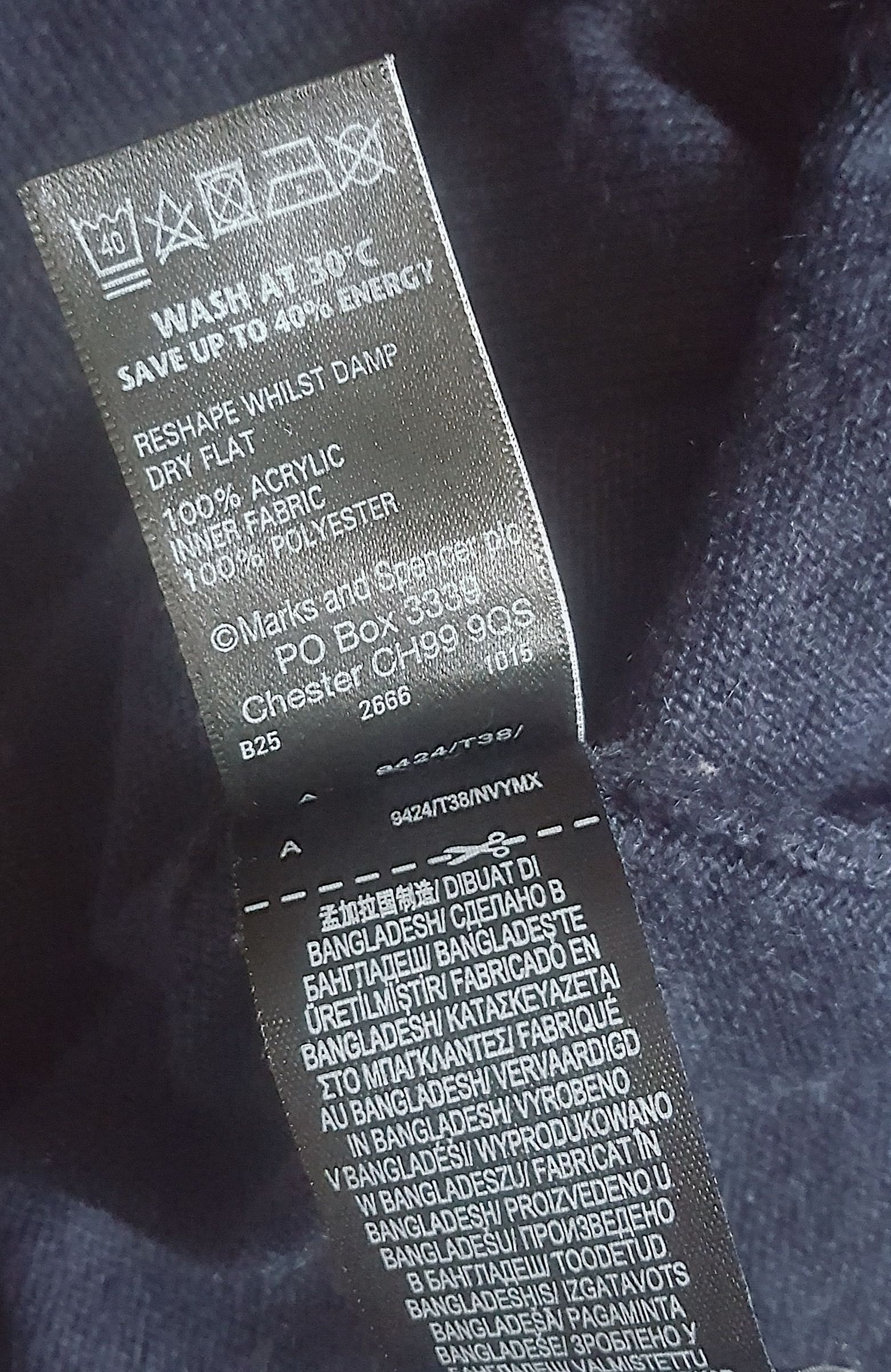 Marks & Spencer__Cienki granatowy sweter z wiązaniem  roz. 38/M