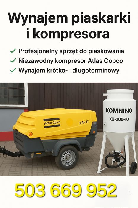 Wynajem kompresora powietrza I piaskarki