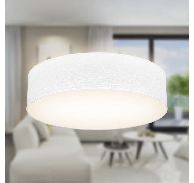 Lampa sufitowa i Tkaninowa, biała 2 płomienie, bez żarówek, klosz