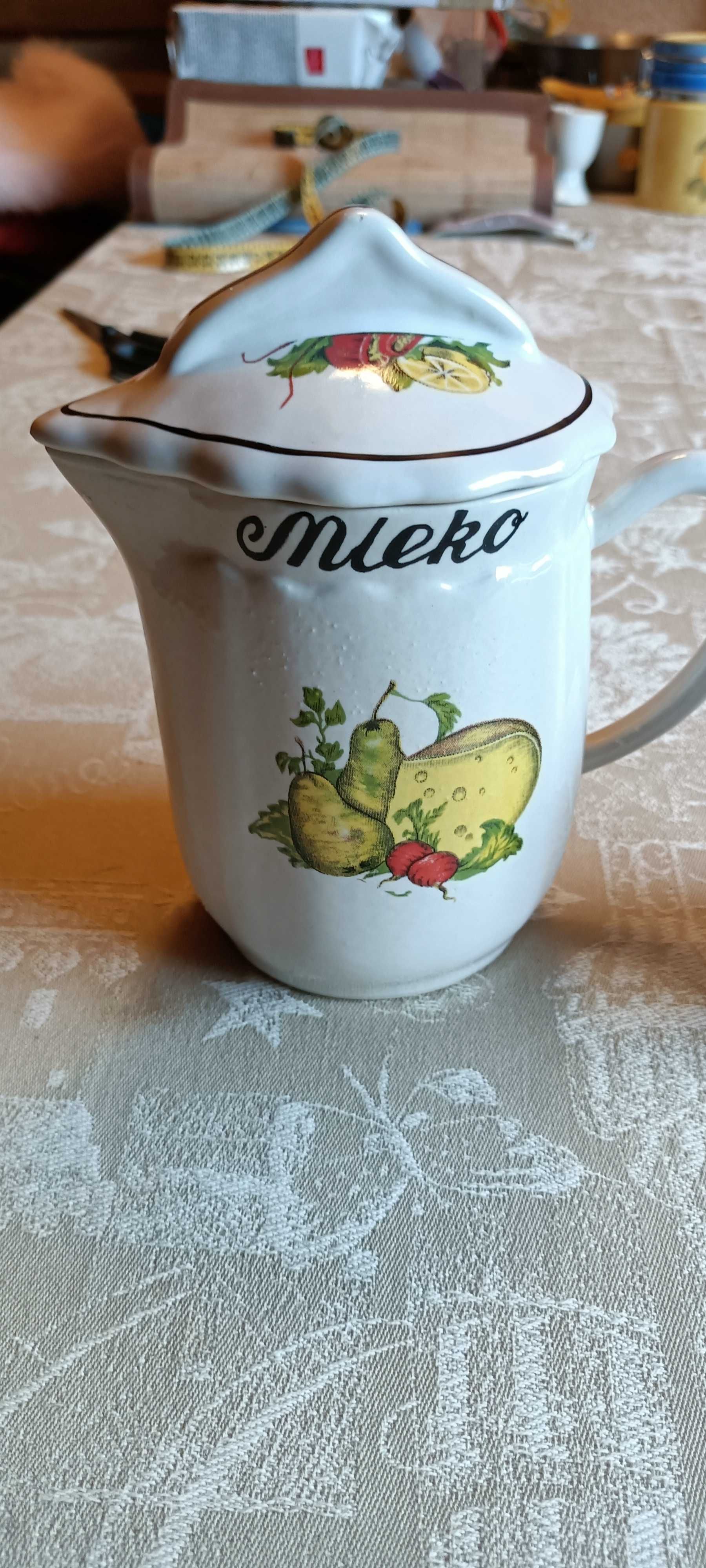 Zestaw starych ceramicznych pojemników z Prl