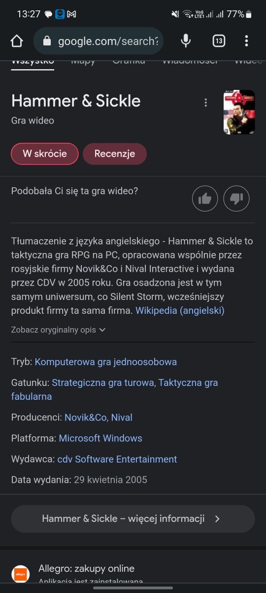 Gra video PC w foli Rarytas ! Czerwony sztorm 2005 3 CD Oakazja cd pro