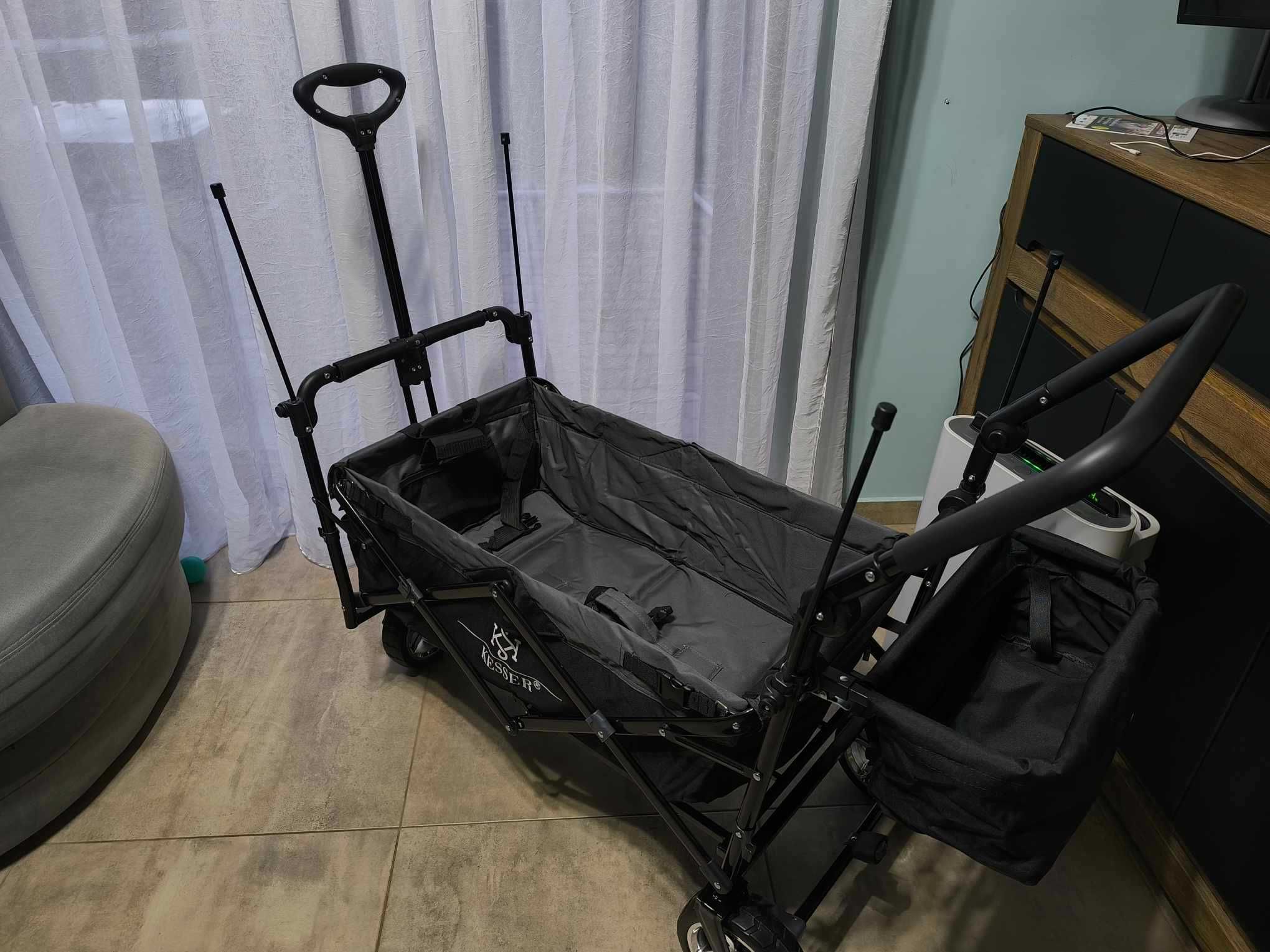 Wózek składany transportowy z dachem i pokrowcem Kesser