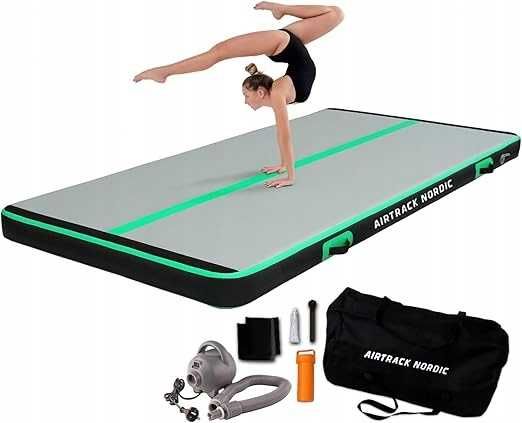 Materac gimnastyczny AirTrack Nordic zielony 500 cm x 150 cm x 15cm