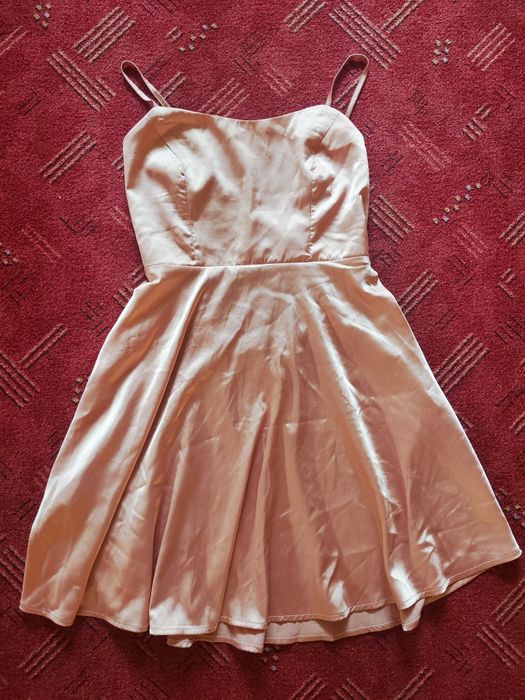 Sukienka satynowa rozkloszowana wiązanie na plecach Shein S