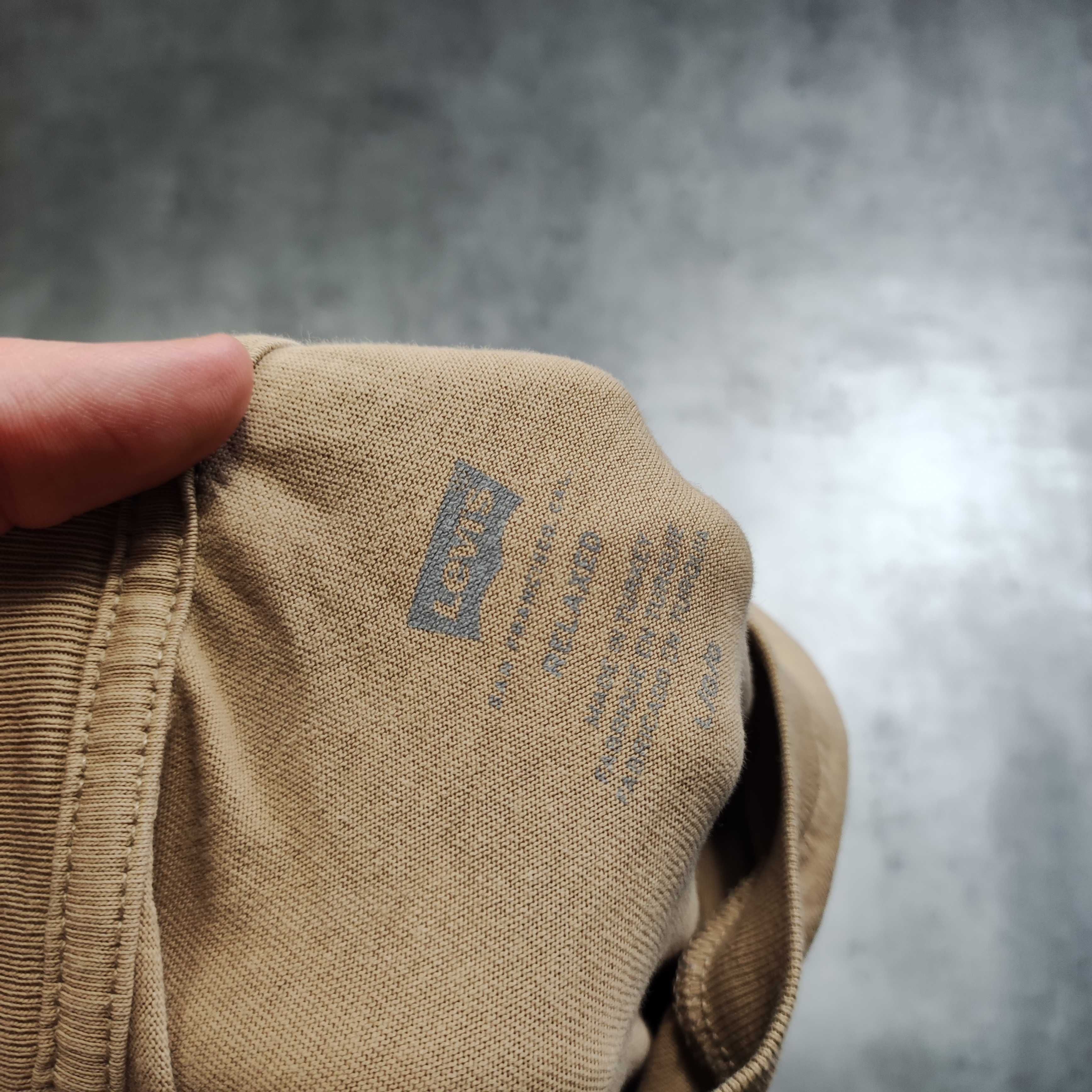 MĘSKA Koszulka PREMIUM Beżowa Logo Nadruk Levis Bawełna Casual