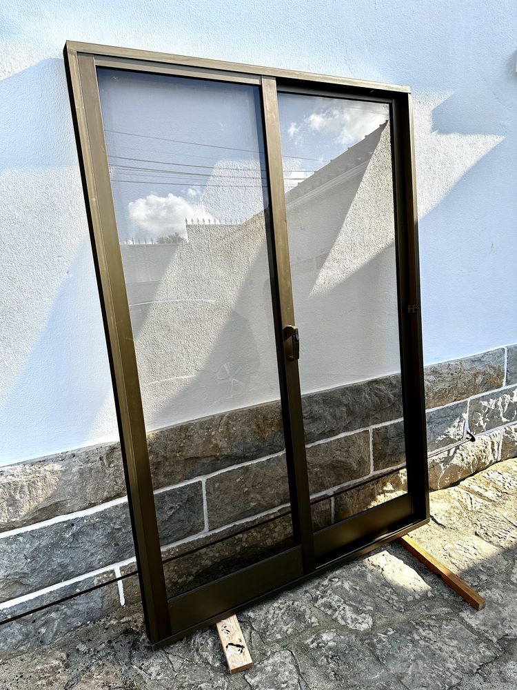 Porta correr vidro duplo 140x200cm aluminio
