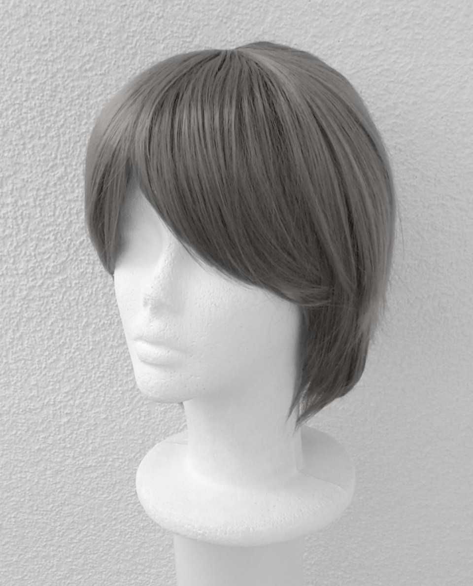 Szara krótka peruka z grzywką męska cosplay szary krótki męski wig