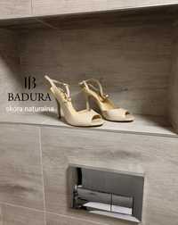Buty sandałki szpilki obcas skóra eleganckie modne hit Badura