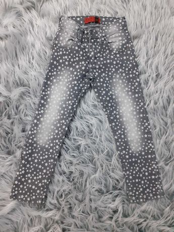 Super spodnie 116 cm, oryginalne, gwiazdki, zimowe, szare.