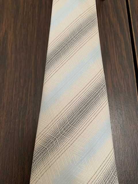 Krawat szarobłękitny Franco Feruzzi w paski szeroki elegancki