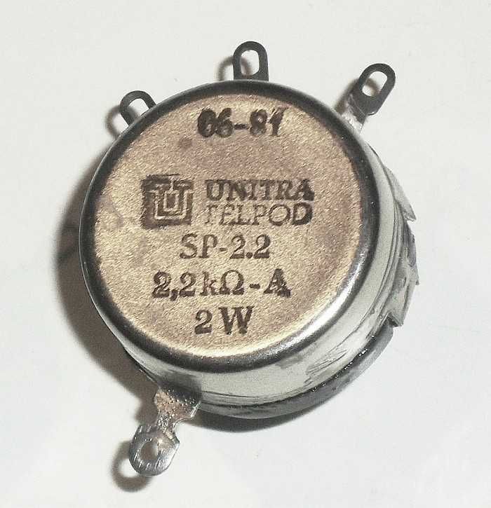 UNITRA TELPOD SP-2.2, 2 x Potencjometr obrotowy 2.2 kΩ typu A 2 W, PRL