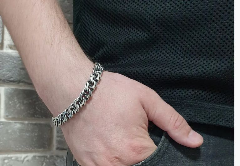 Массивный серебряный мужской браслет «Бисмарк»