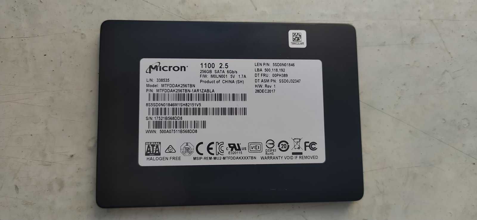 Накопичувач SSD MICRON  256GB  Б/В