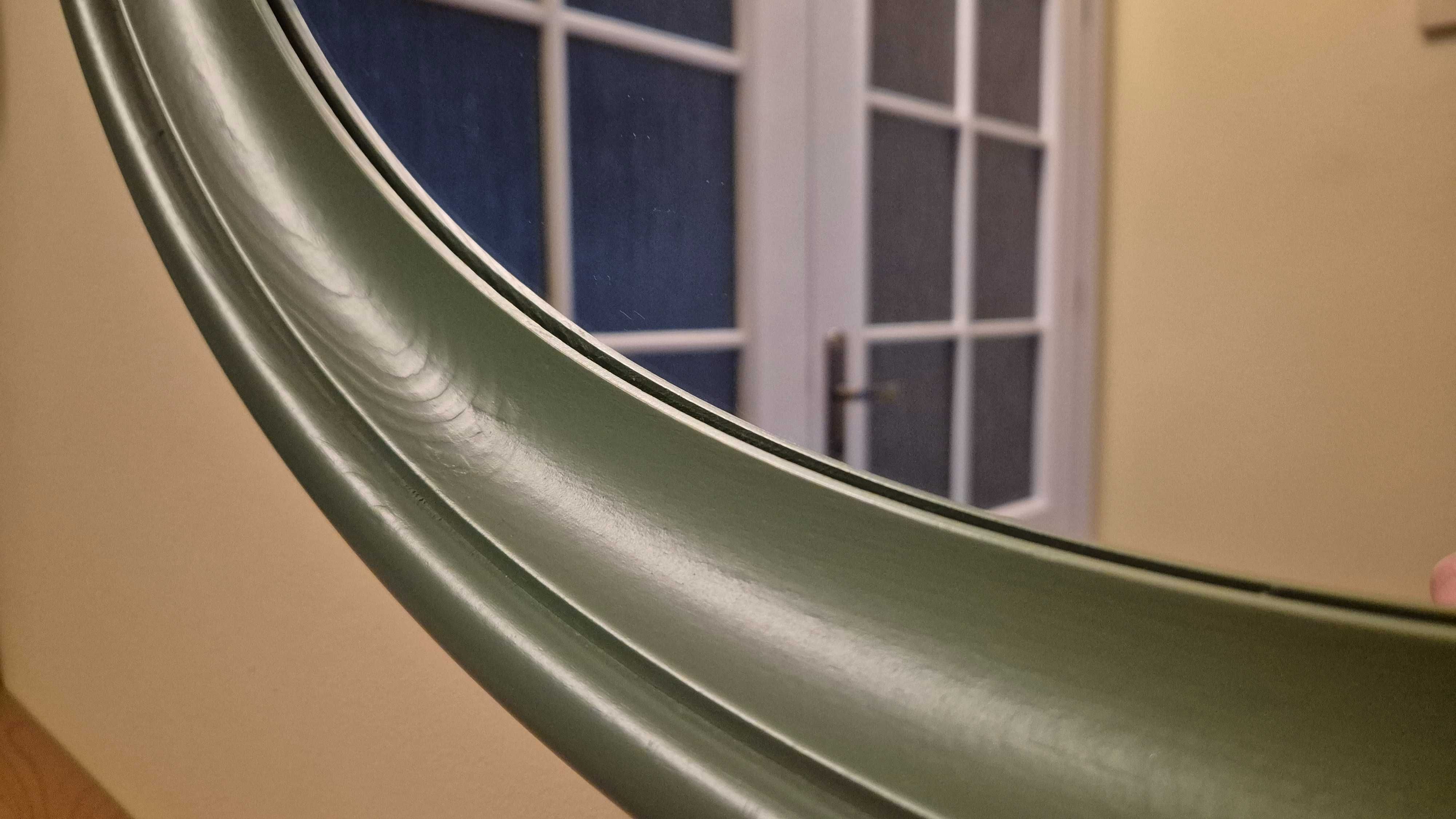 Okrągłe drewniane lustro Ikea Stabekk solidna rama średnica 75 cm