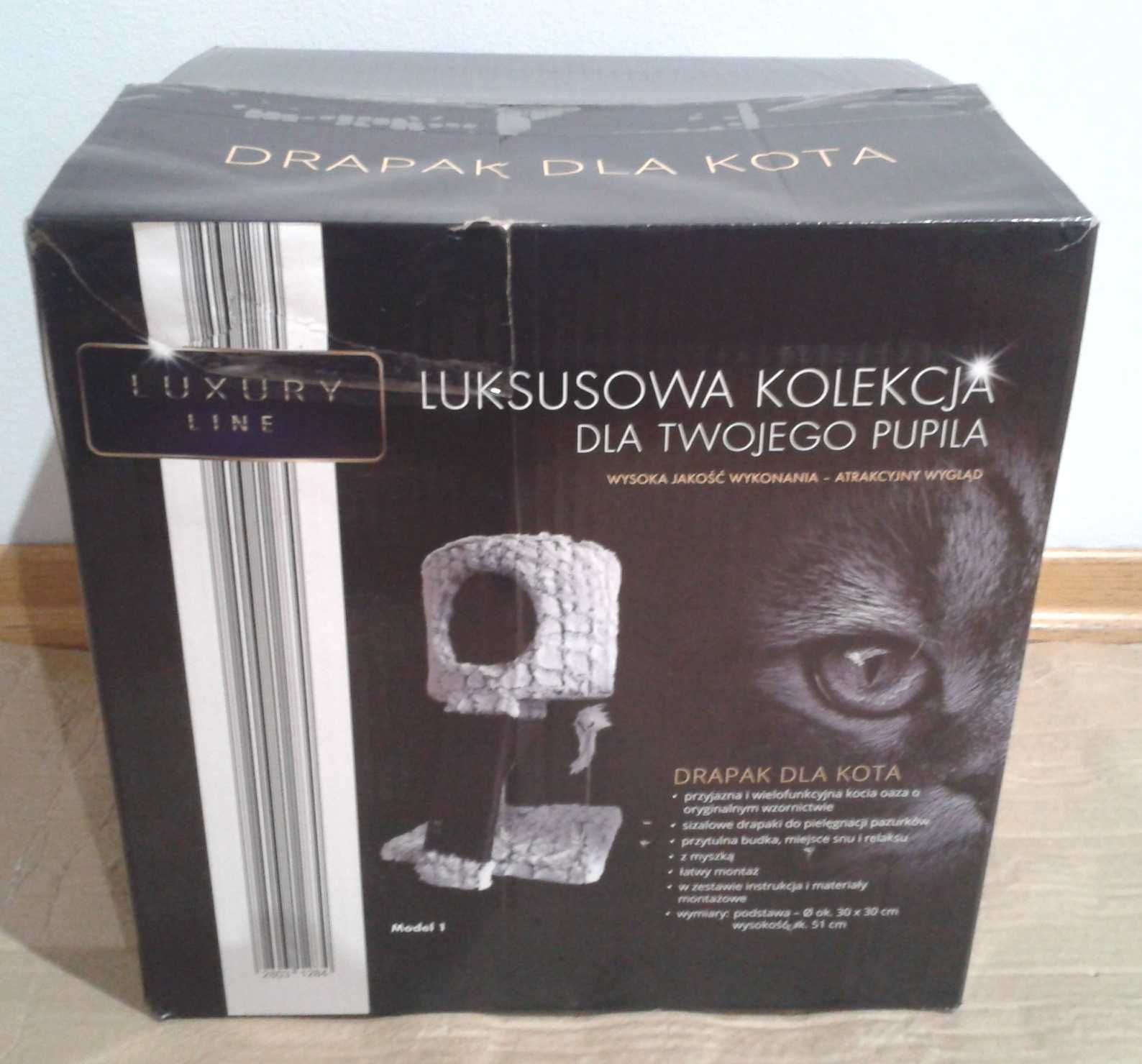 Luksusowa BUDKA dla kota na słupku podest + drapak i myszka 51 cm NOWA