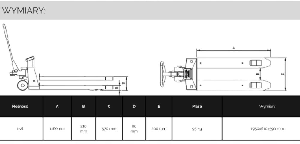 Wózek paletowy z wagą 2t, paleciak z wagą, ważący, wózek do palety