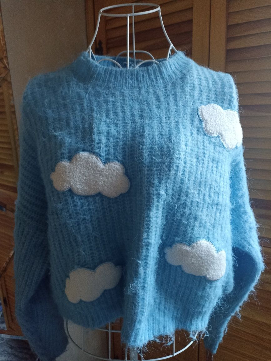 Bershka sweter oversize niebo