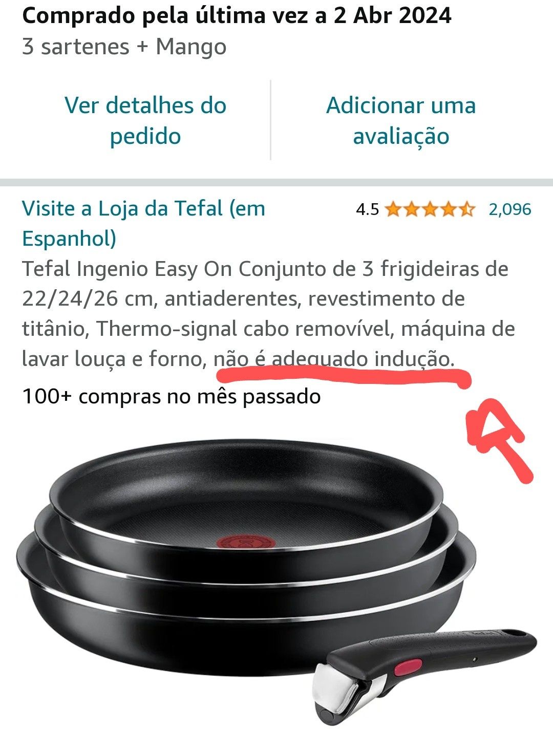 Conjunto frigideiras Tefal Ingénio/pega amovivel