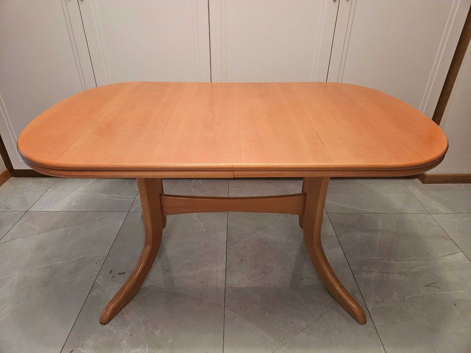 Stół drewniany, owalny, rozkładany buk 85x138x231