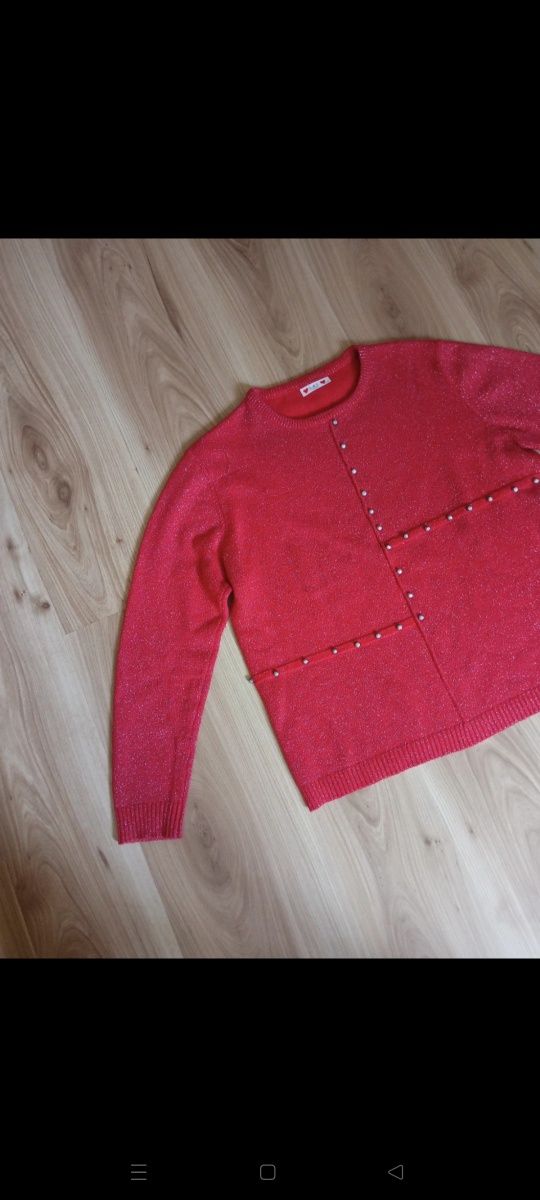 Czerwony sweterek damski XL/XXL z długim rękawem L&T fashion