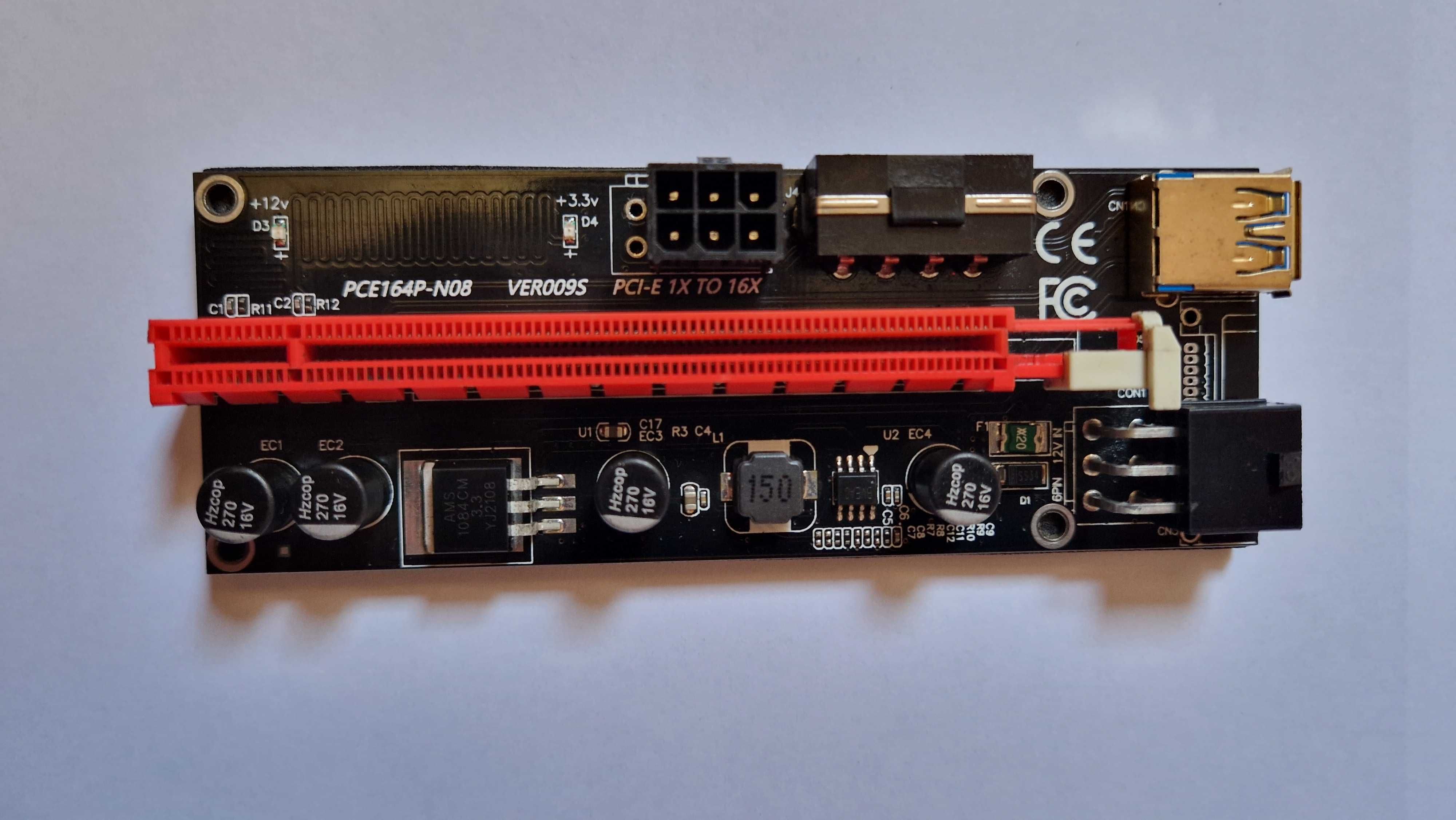 Placa Riser VER009S PCI-E 1X para PCI-E 16X Mining