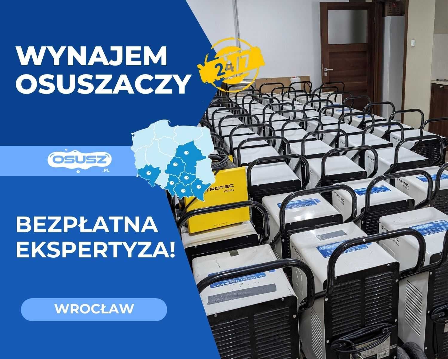 WYNAJEM OSUSZACZY, wypożyczalnia, pochłaniacz wilgoci, osuszacz