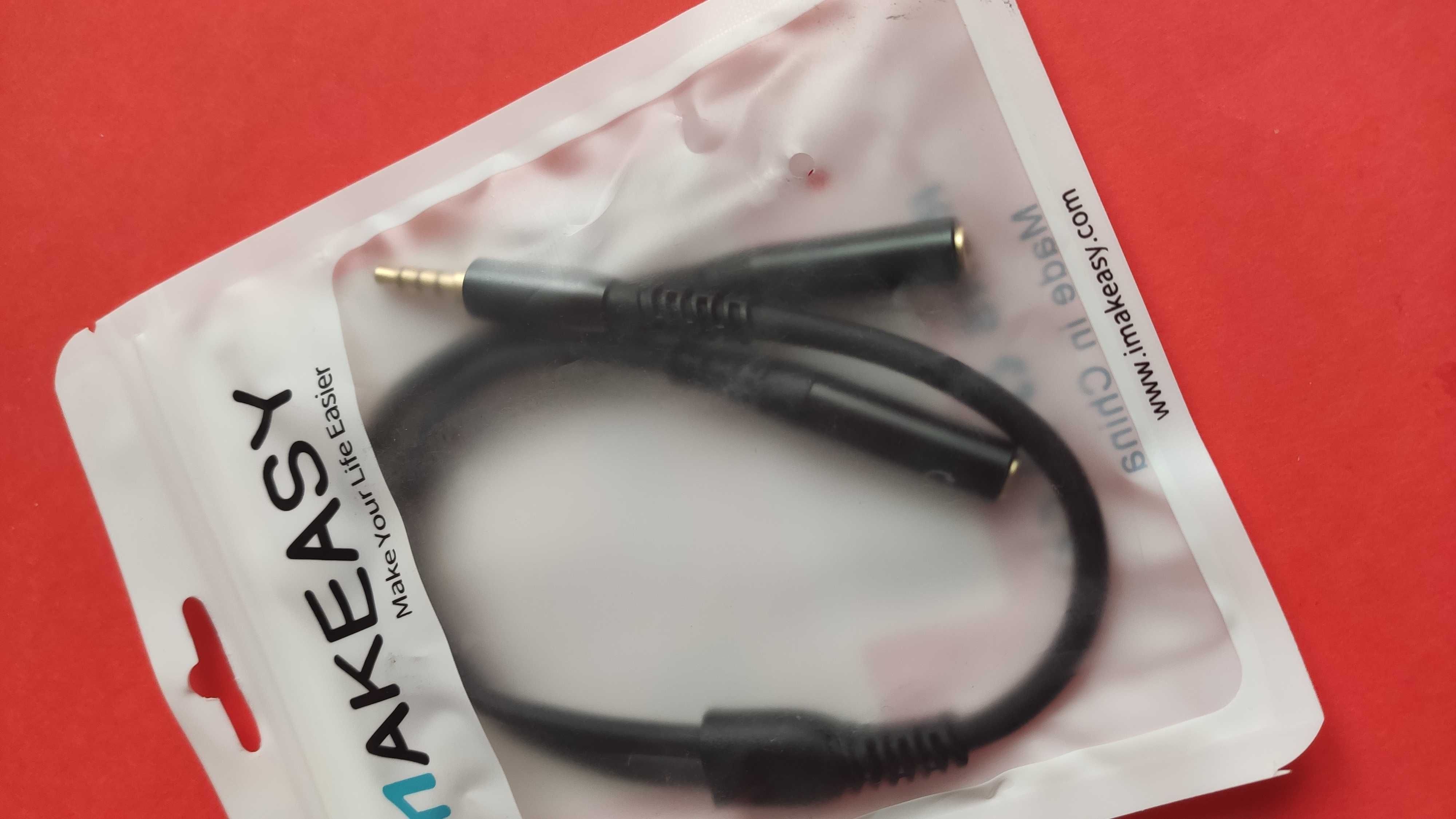 IMAKEASY - rozdzielacz słuchawek mikrofonu Mini Jack 30cm