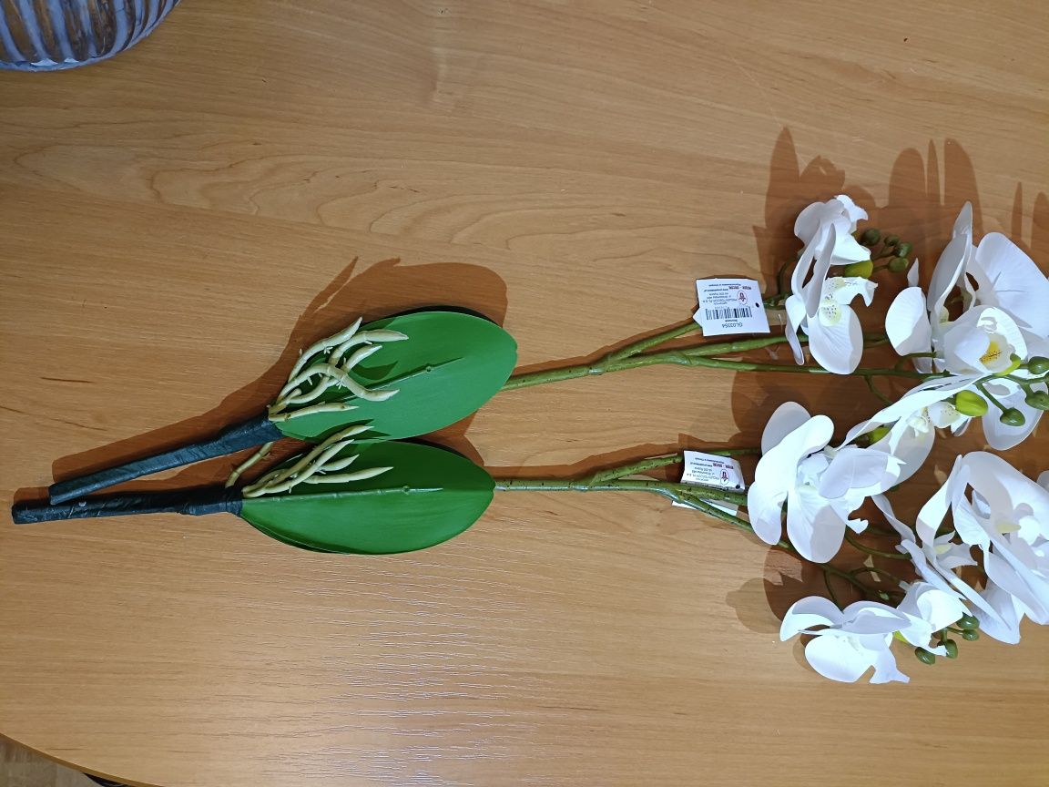 Storczyk sztuczny orchidea z liśćmi 70 cm