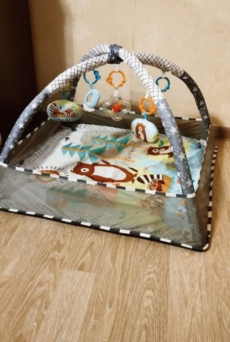 Дитячий ігровий розвиваючий килимок-манеж з дугами , сірий