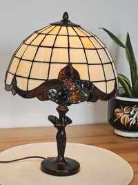 Lampa witrazowa Tiffany styl,podstawa figuralna Stan Idealny