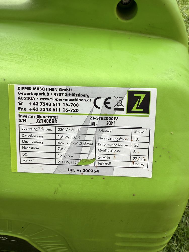 Agregat, generator, prądnica, walizkowy  2KW Zipper